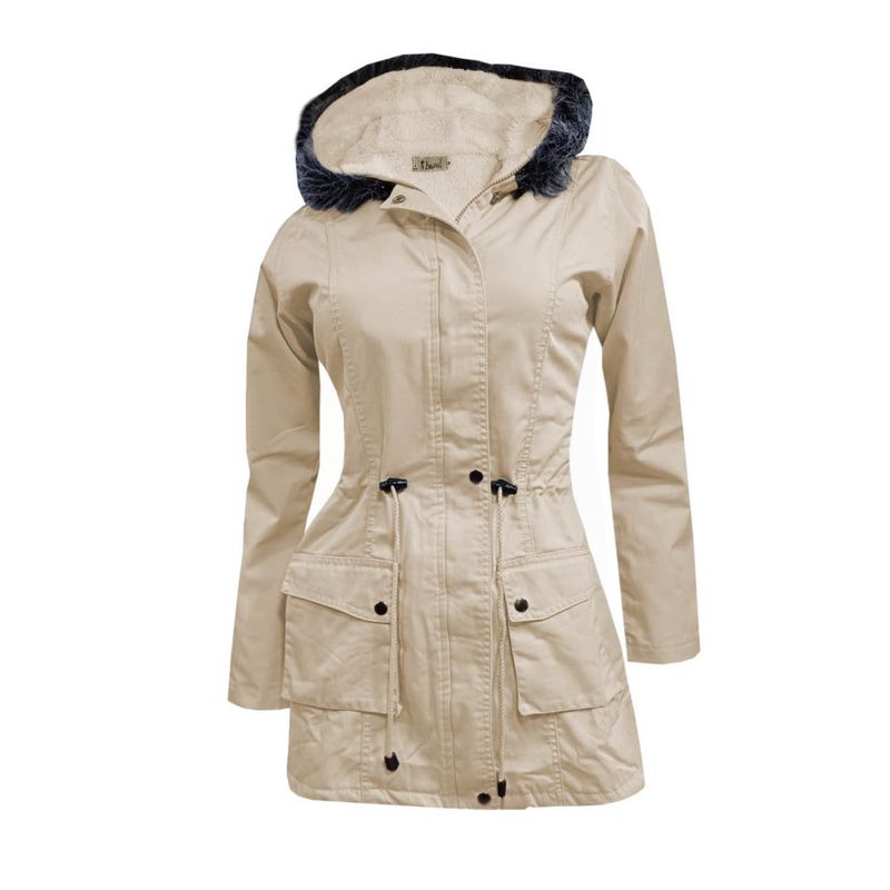 MODA EN CIRCUITO - Chaqueta en dril Parca  Forrada En Ovejero para Mujer BEIGE