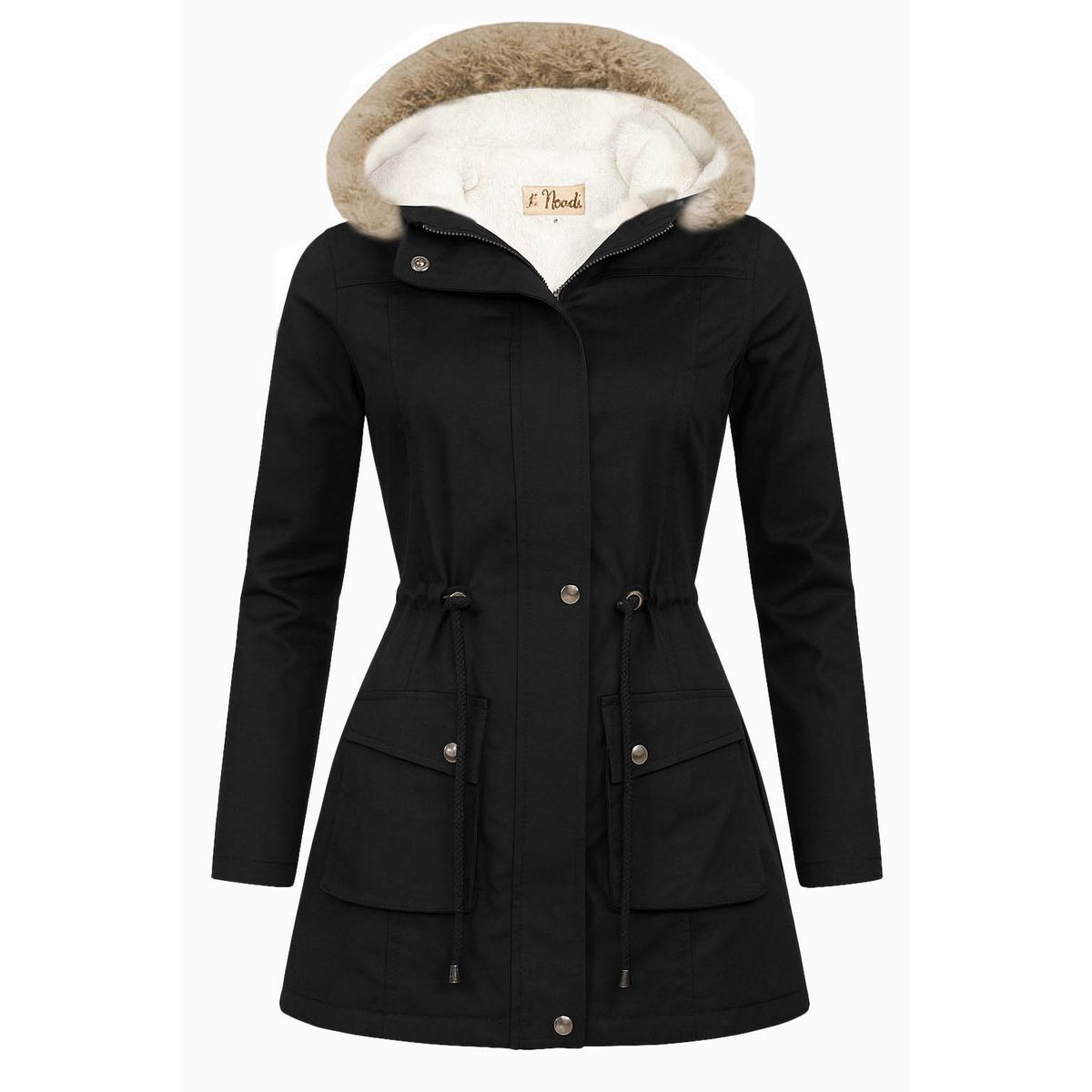 MODA EN CIRCUITO - Chaqueta en Dril Parca  Forrada En Ovejero para Mujer NEGRA.-