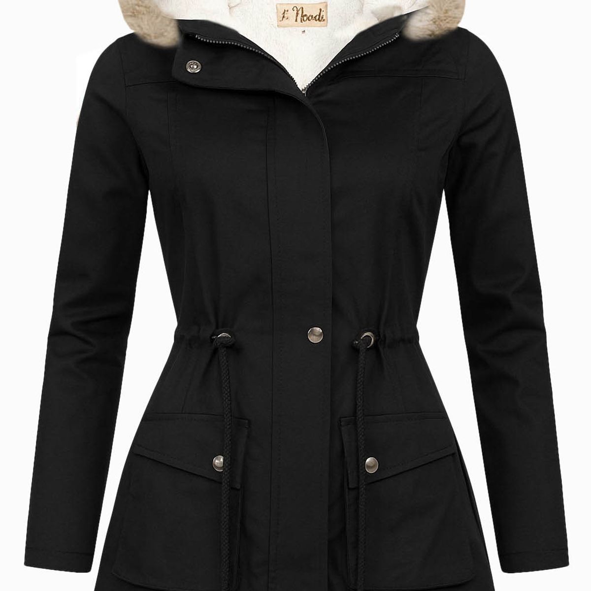 MODA EN CIRCUITO - Chaqueta en Dril Parca  Forrada En Ovejero para Mujer NEGRA.-