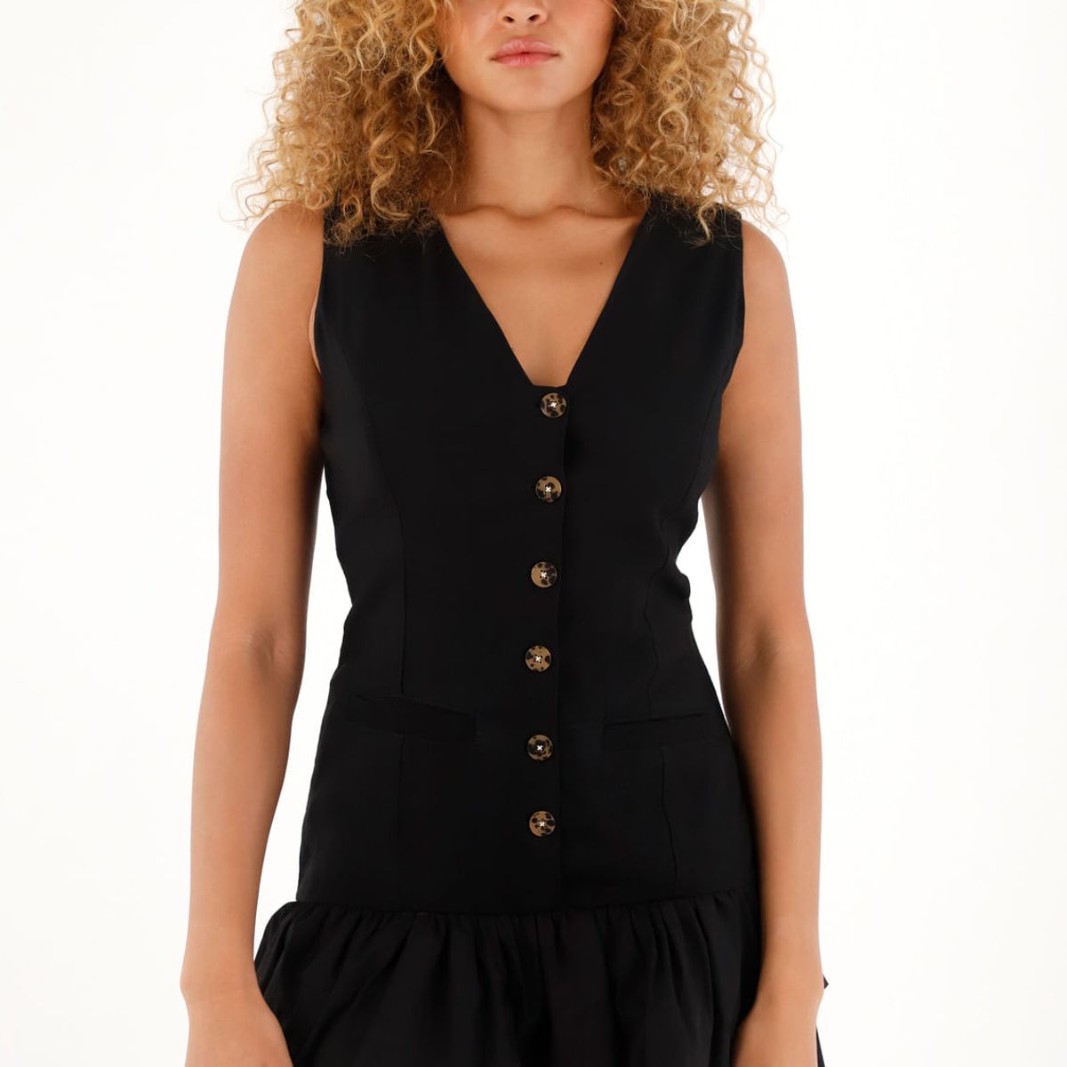 TENNIS - Vestido corto negro con falda globo para mujer