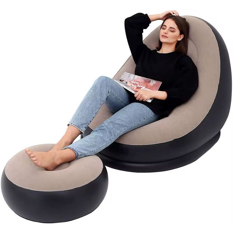GENERICO - Sillón Inflable Puff Reclinable Cómodo con Posapiés Nuevo Rojo