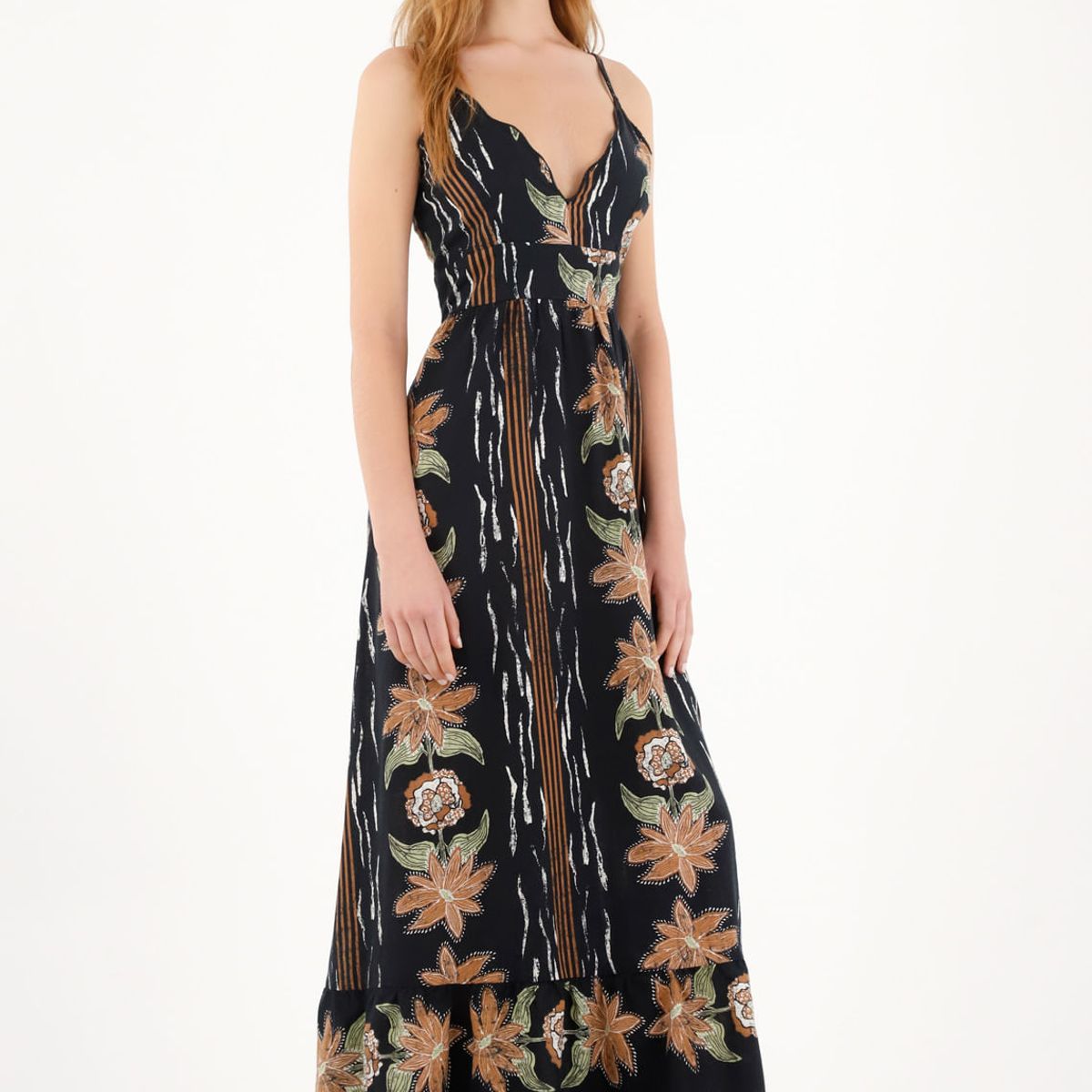 TOPMARK - Vestido largo estampado con escote cruzado para mujer