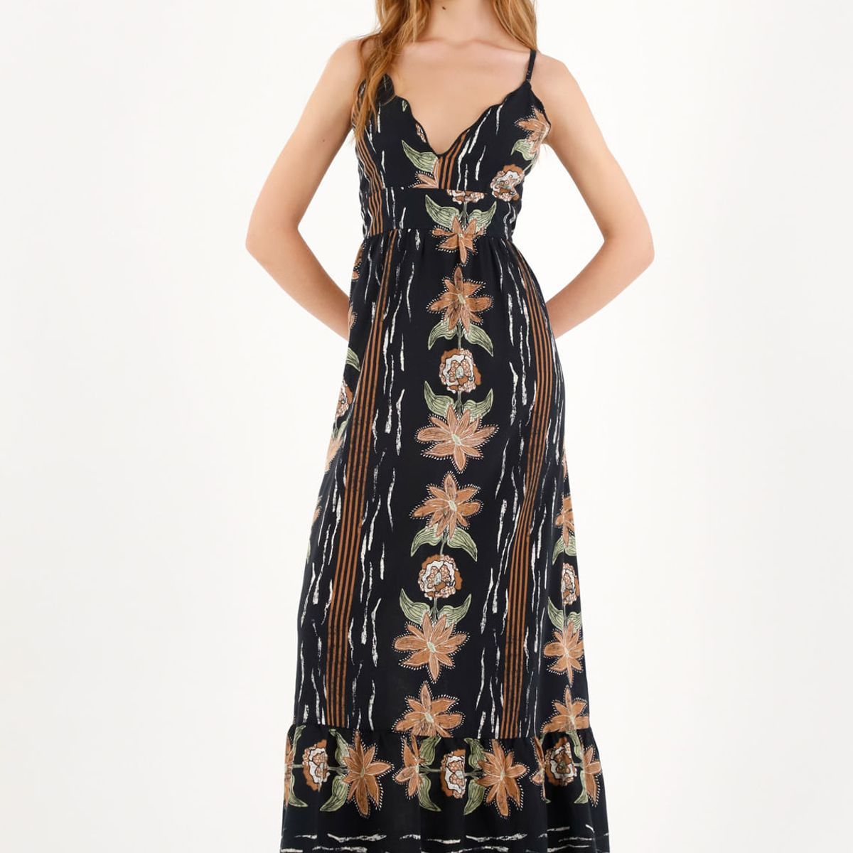 TOPMARK - Vestido largo estampado con escote cruzado para mujer