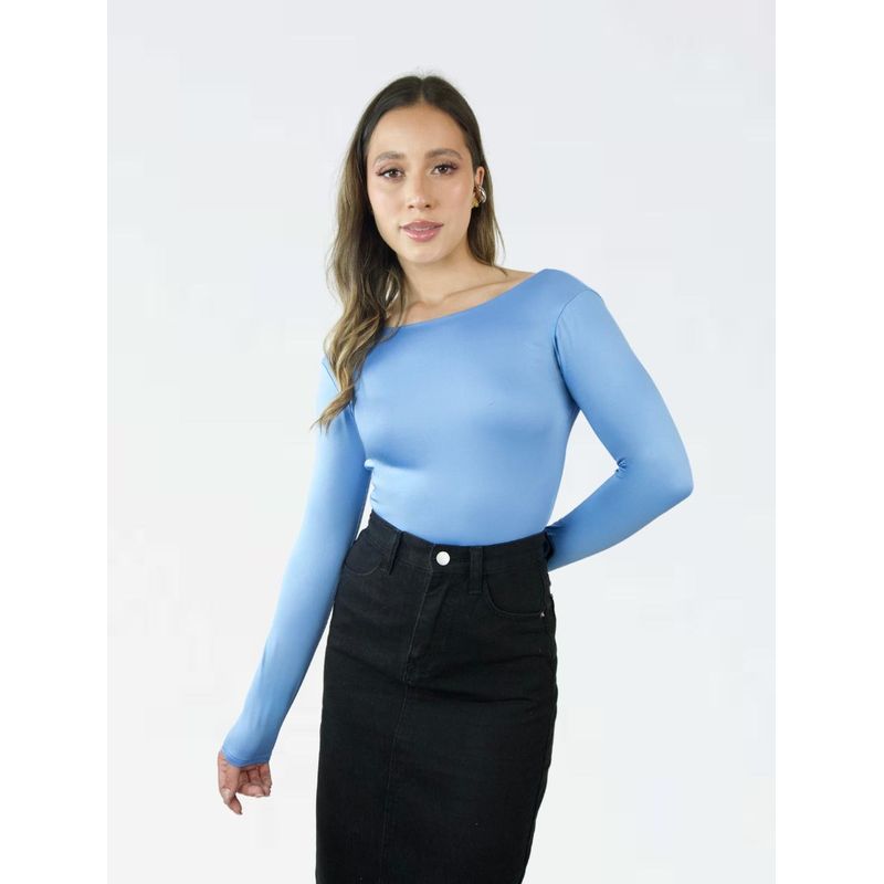 MOLGOA - Body Para Mujer Escote Redondo en Espalda - The Essential Azul