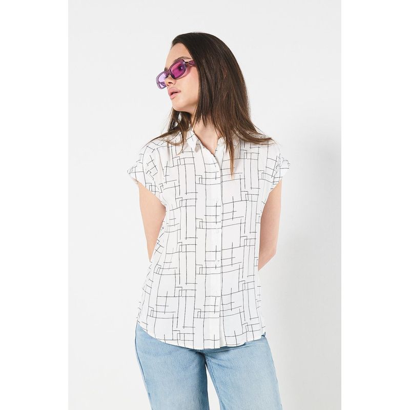 KOAJ - KOAJ BLUSA CAMISERA MANGA CORTA RECOGIDO HOMBRO MUJER