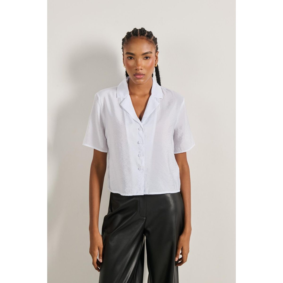 KOAJ - KOAJ Blusa unicolor manga corta para mujer, confeccionada en Mujer