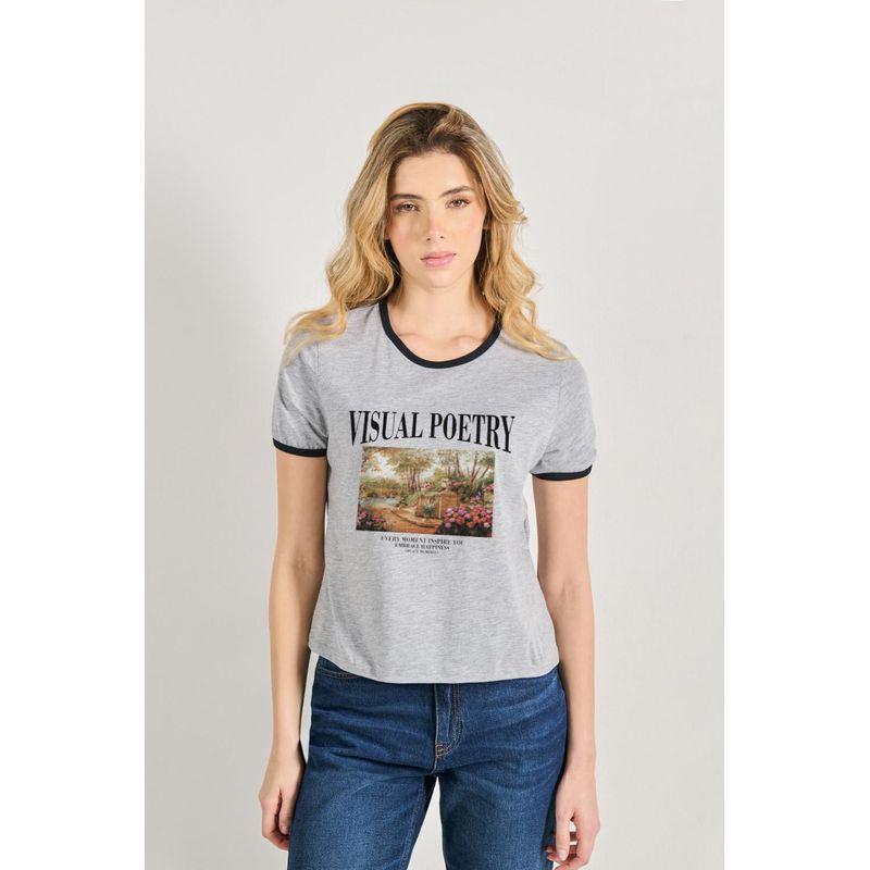 KOAJ - KOAJ Camiseta de contrastes femenina Visual Poetry MUJER