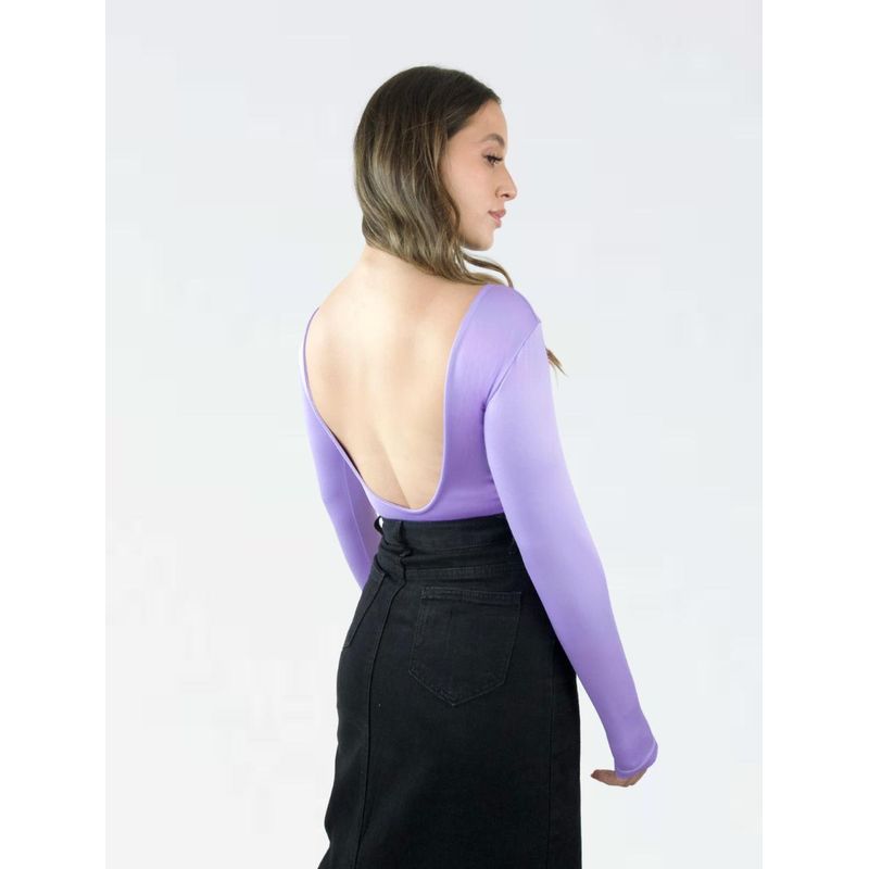 MOLGOA - Body Para Mujer Escote Redondo en Espalda - The Essential Lila