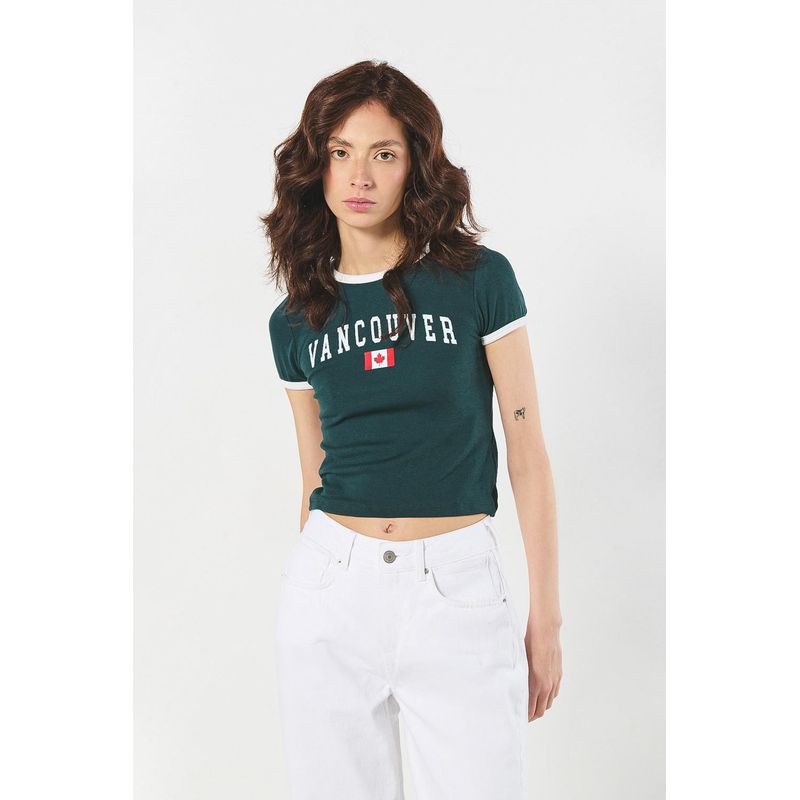 KOAJ - KOAJ Camiseta en tela acanalada, cuello redondo y manga corta. MUJER