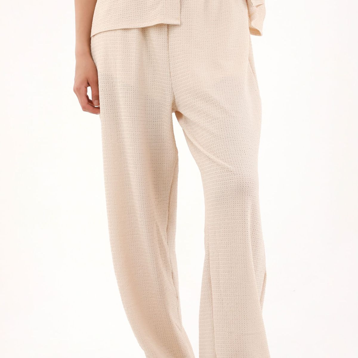 TOPMARK - Pantalón Recto crudo en tejido de punto para mujer