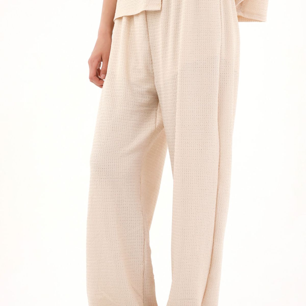 TOPMARK - Pantalón Recto crudo en tejido de punto para mujer