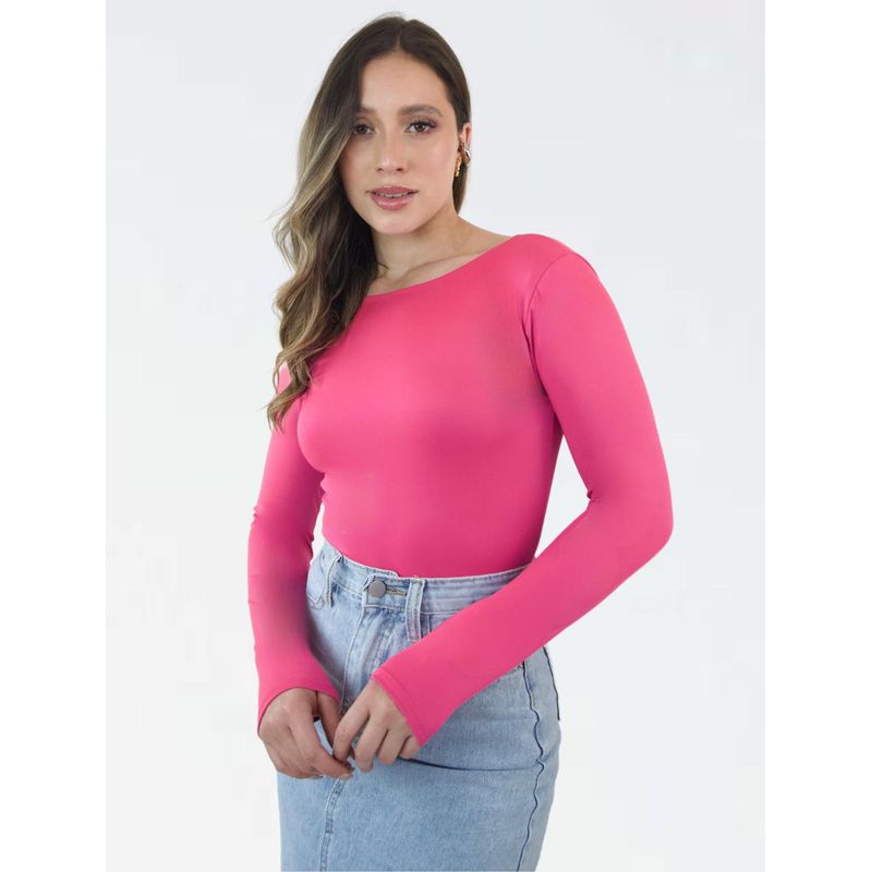 MOLGOA - Body Para Mujer Escote Redondo en Espalda - The Essential Fucsia