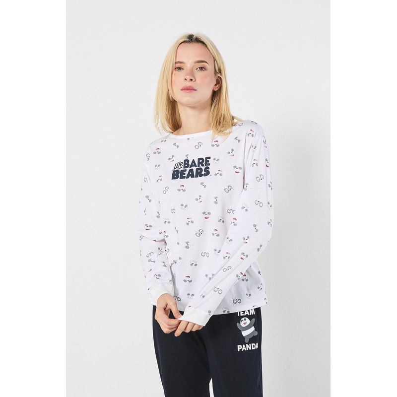 KOAJ - KOAJ Camiseta manga larga crema con arte de Escandalosos Mujer