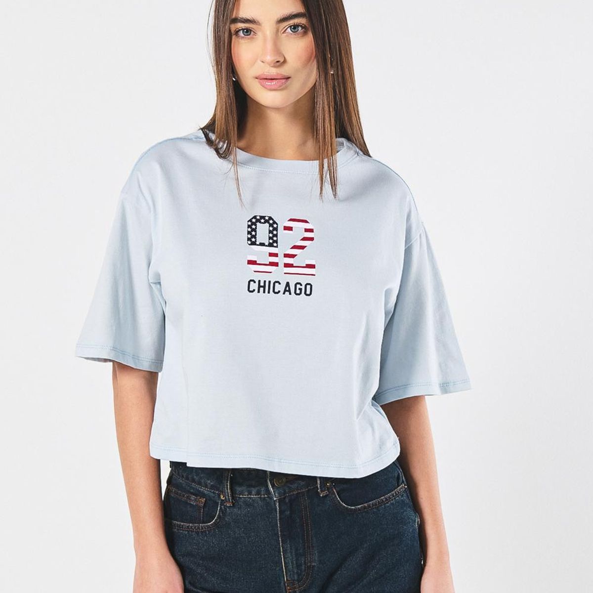 KOAJ - KOAJ Camiseta para mujer, crop top oversize, unicolor, estam Mujer