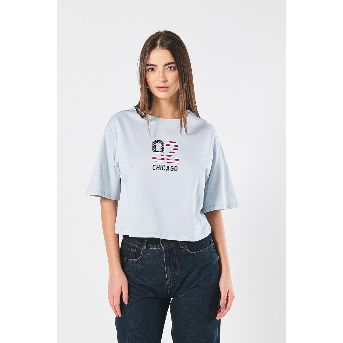 KOAJ - KOAJ Camiseta para mujer, crop top oversize, unicolor, estam Mujer