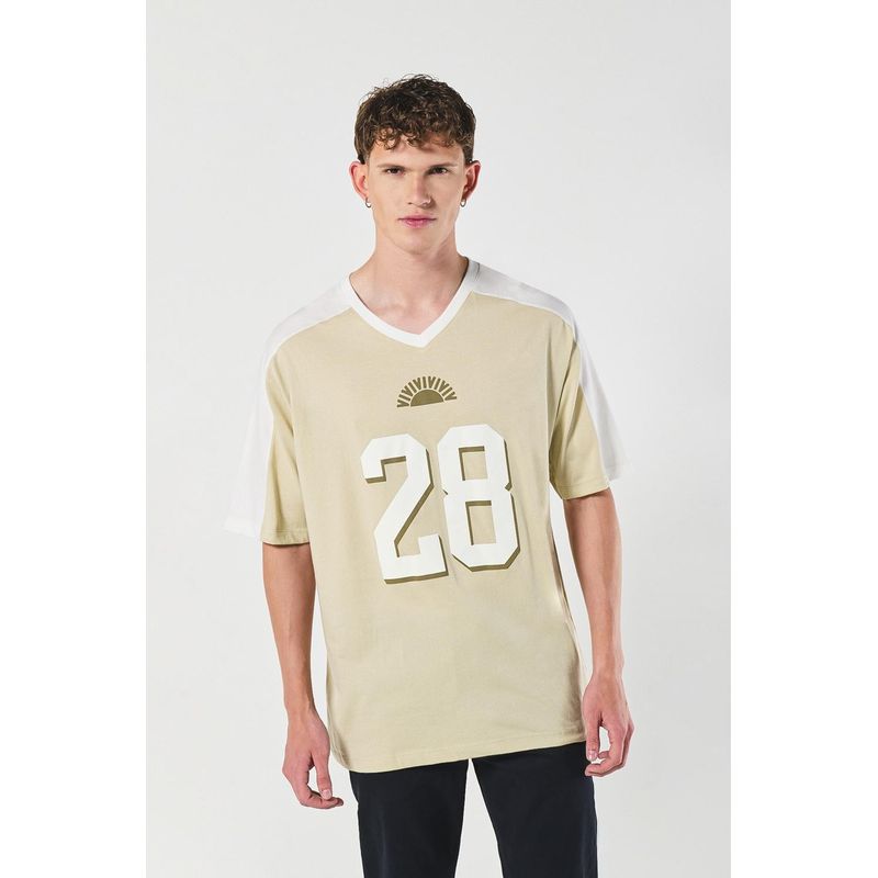 KOAJ - KOAJ Camiseta oversize manga corta con estampación tipo colleg HOMBRE