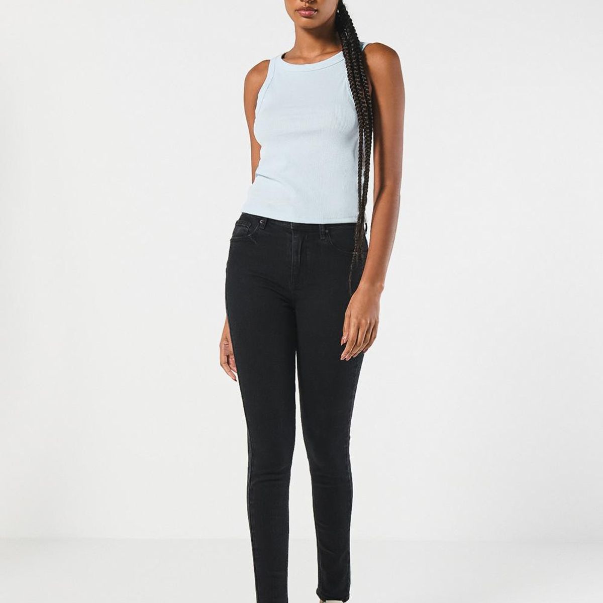 KOAJ - KOAJ Jean push up gris oscuro tiro alto con pinzas de realc Mujer