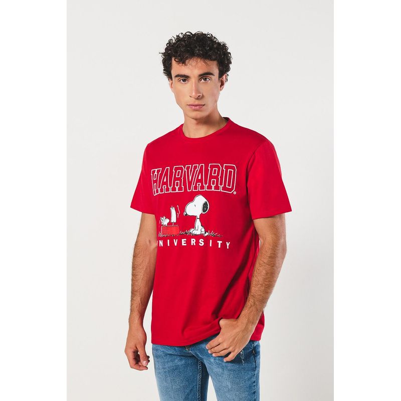 KOAJ - KOAJ Camiseta de Snoopy & Harvard roja con manga corta HOMBRE