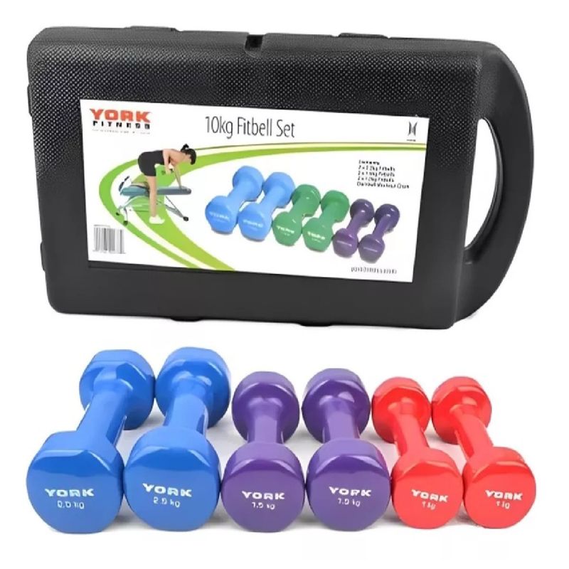 YORK - Kit Mancuernas Encauchetadas Estuche de 10 Kg  York Fitness