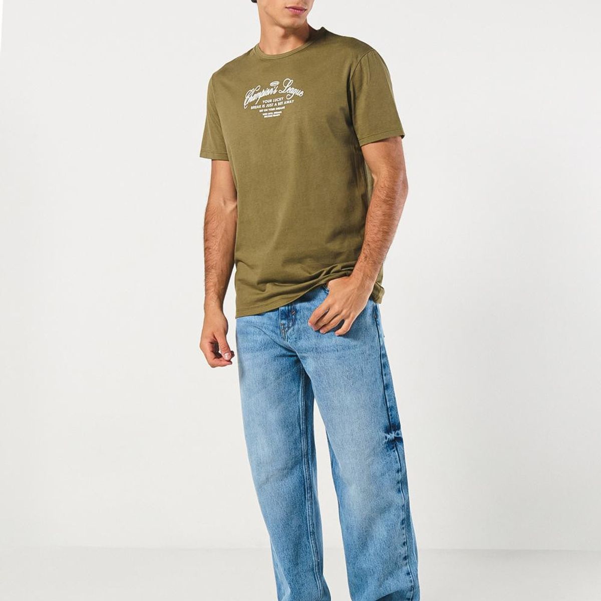 KOAJ - KOAJ Camiseta verde oscura manga corta con diseños de fortu Hombre