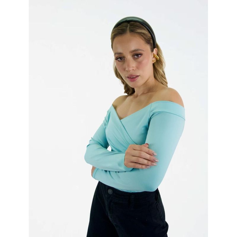 MOLGOA - Body para Mujer Cuello Bandeja Manga Larga - Lauren Verde