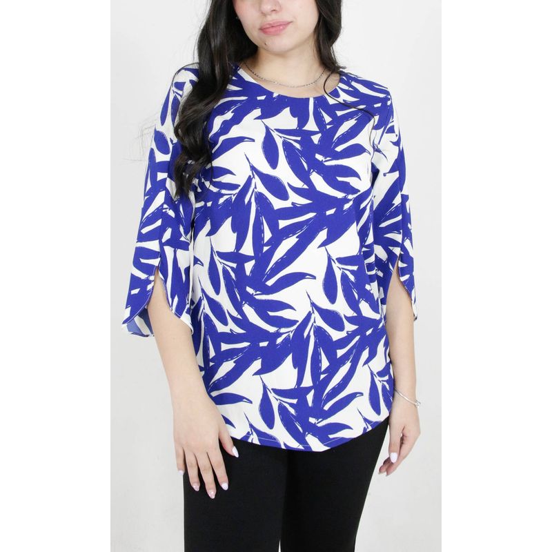 L Y H - Blusa Para Mujer Manga 34 Azul Marca L&H