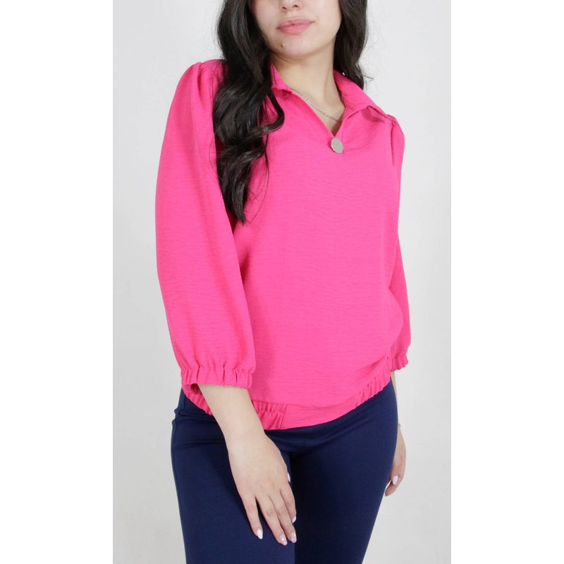 L Y H - Blusa Para Mujer Manga 34 Fucsia Marca L&H