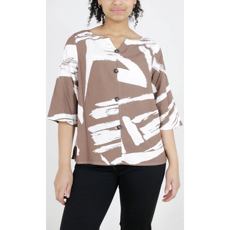 L Y H - Blusa Para Mujer Manga 34 Café Marca L&H