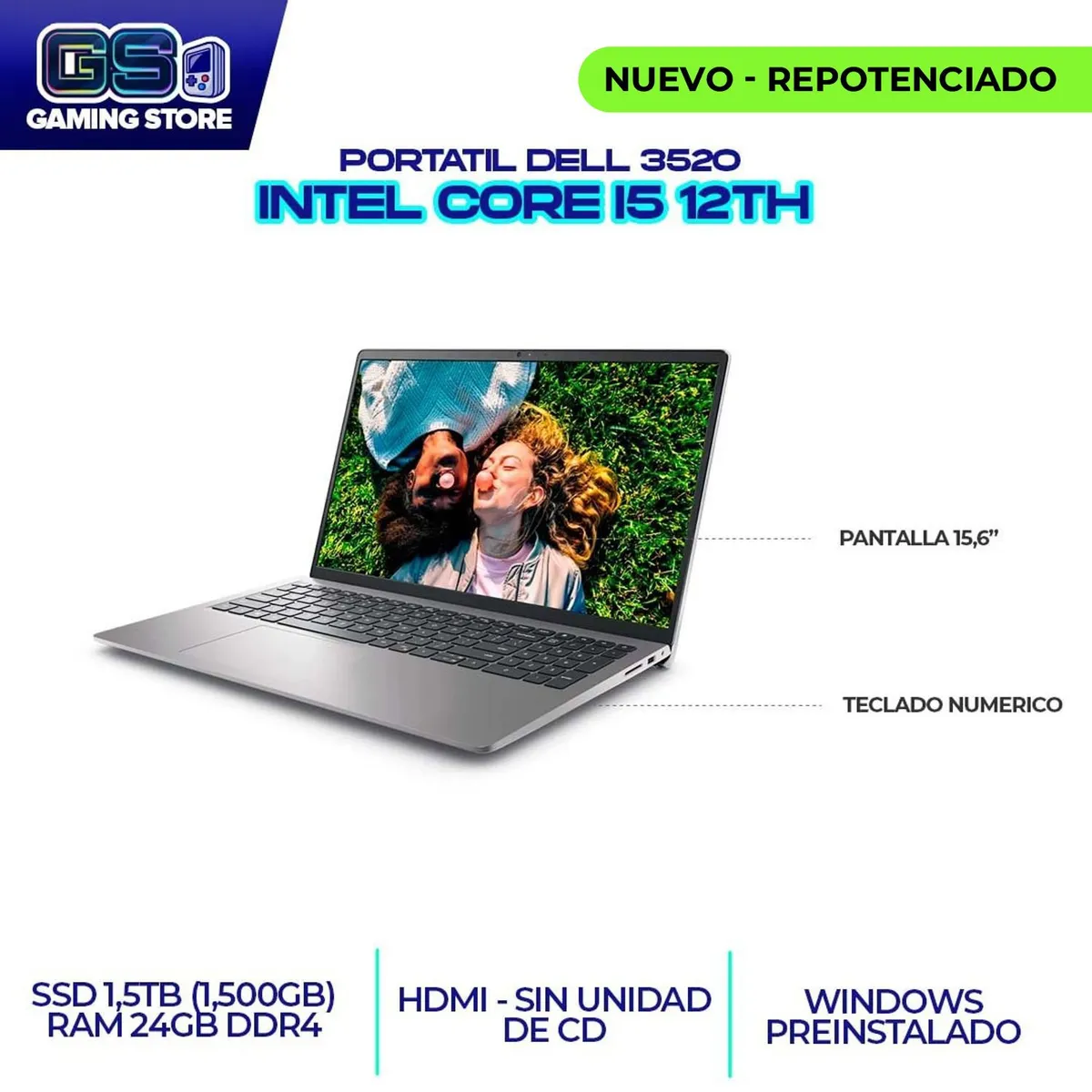 DELL - PORTATIL DELL INSPIRON 3520 15,6" FHD INTEL I5 1235U / RAM 24GB - SSD 1.5TB (SSD 1500GB)