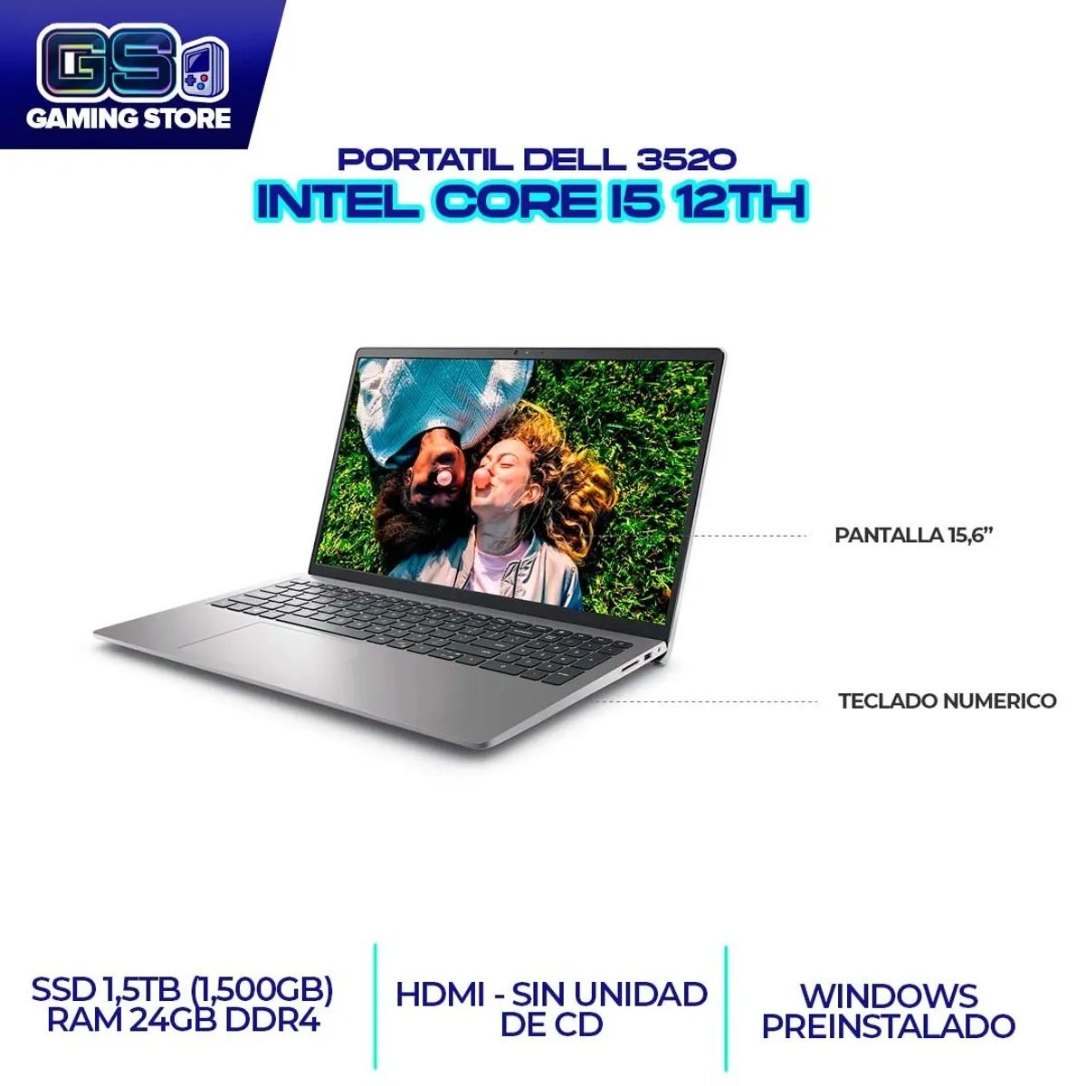 DELL - PORTATIL DELL INSPIRON 3520 15,6" FHD INTEL I5 1235U / RAM 24GB - SSD 1.5TB (SSD 1500GB)