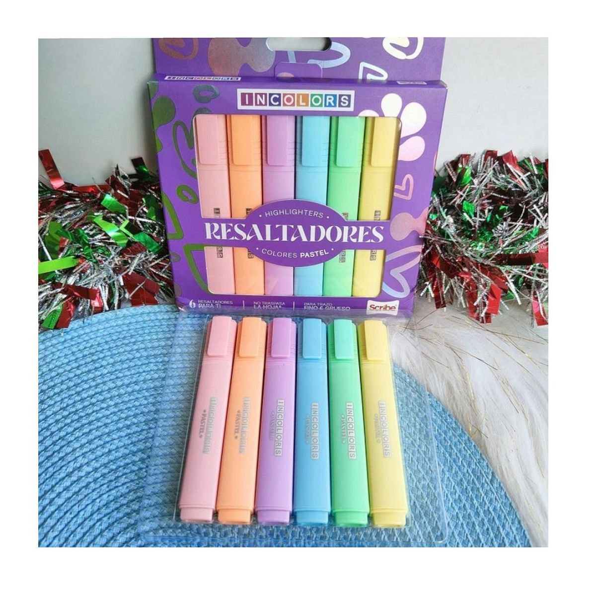 SCRIBE - Resaltador Scribe Incolors Tonos Pastel Caja X 6 Colores