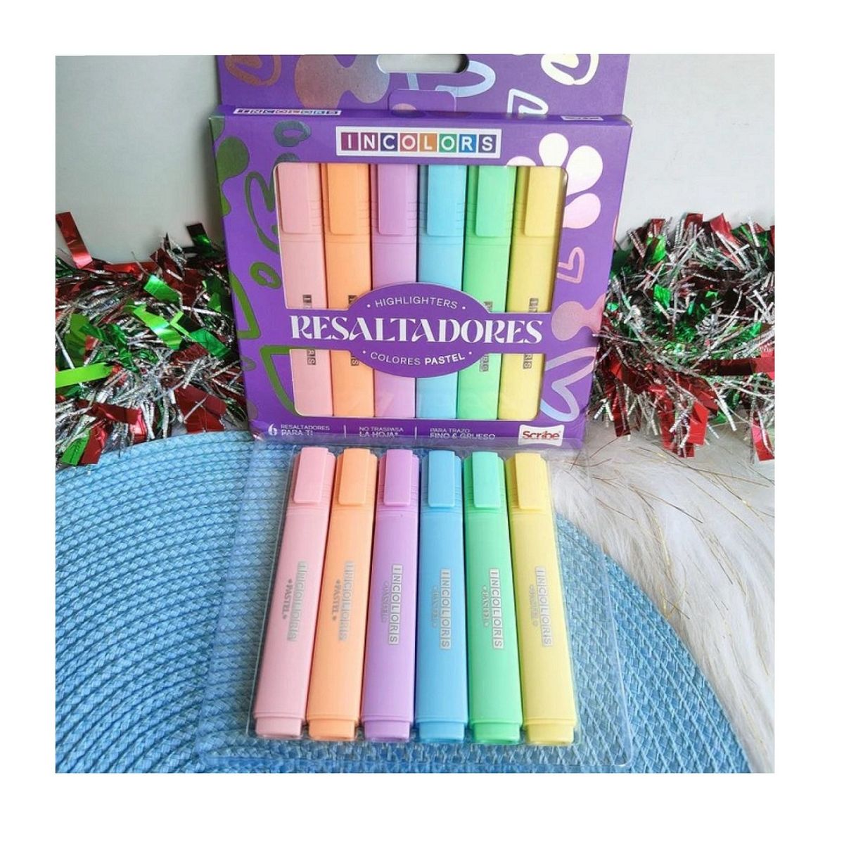 SCRIBE - Resaltador Scribe Incolors Tonos Pastel Caja X 6 Colores