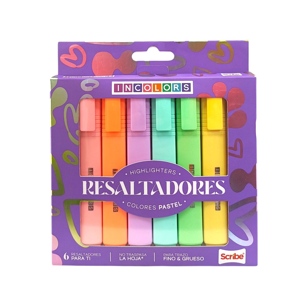 SCRIBE - Resaltador Scribe Incolors Tonos Pastel Caja X 6 Colores