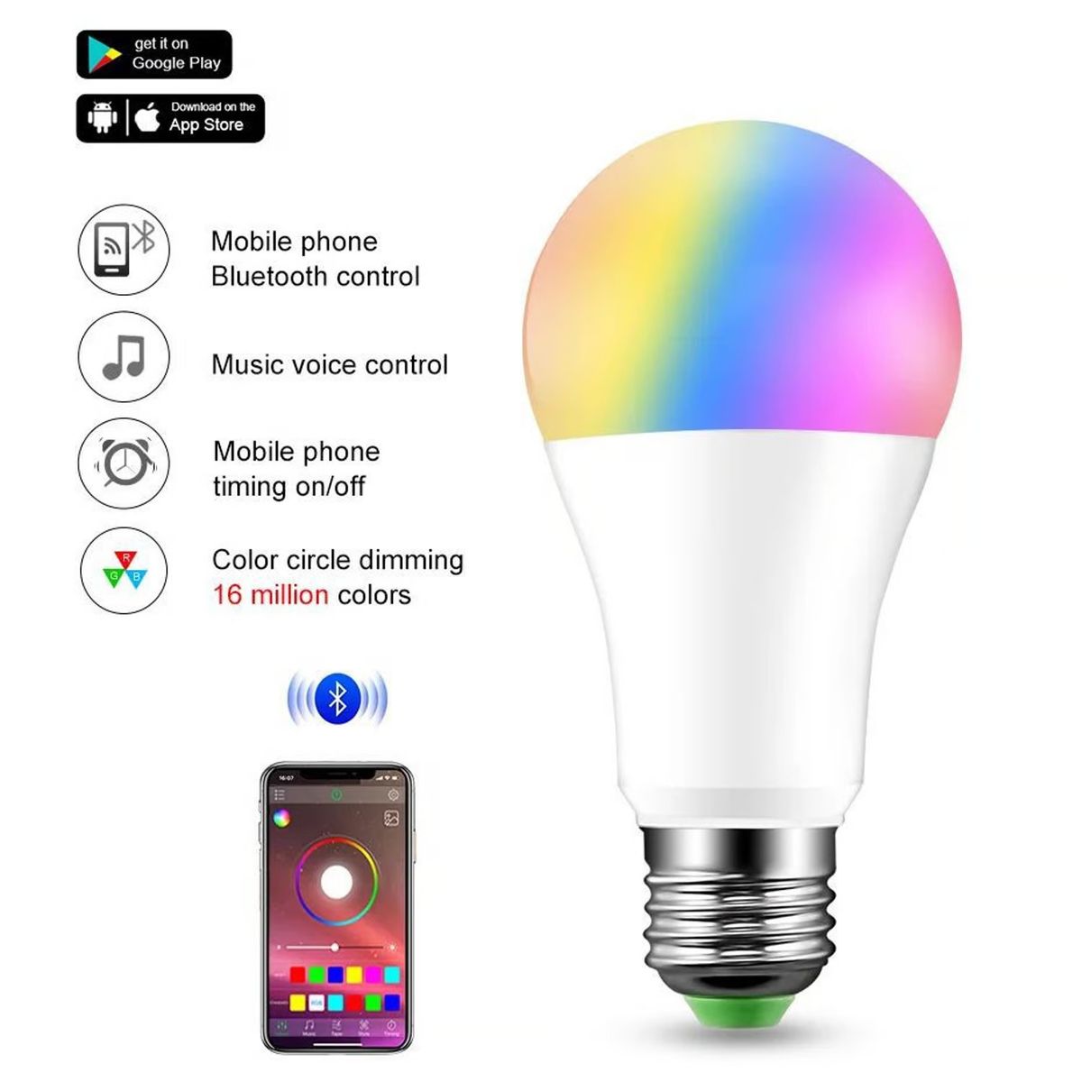 AMERICAN GENERICS - Bombillo Led Rgb Inteligente Compatible Con Alexa Y Google