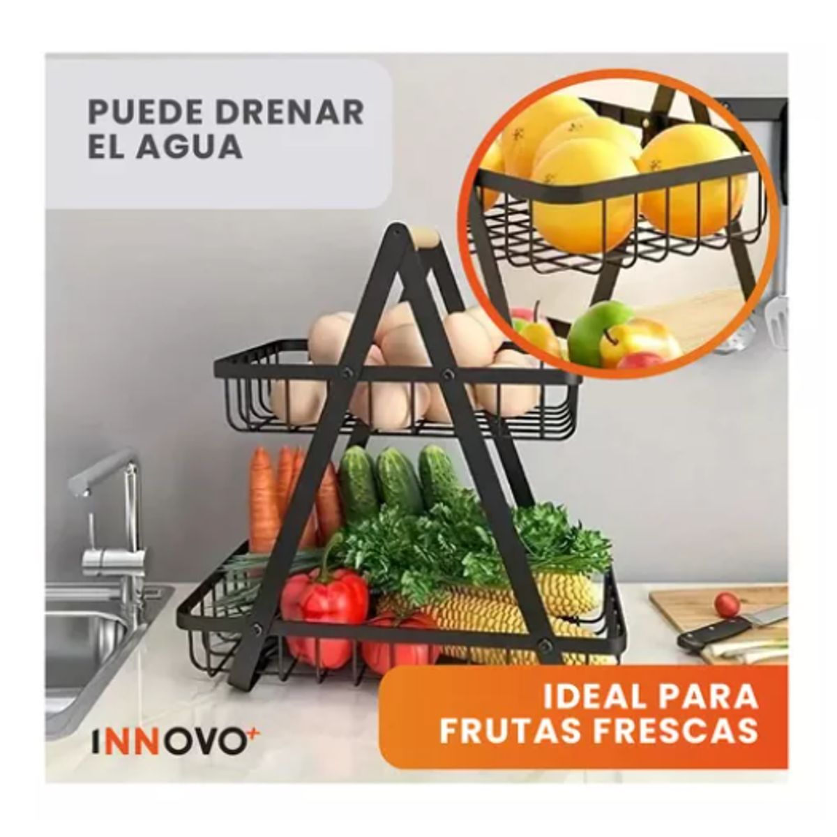INNOVA - Organizador De Frutas Verduras Alimento Frutero 2 Niveles Innovo Home