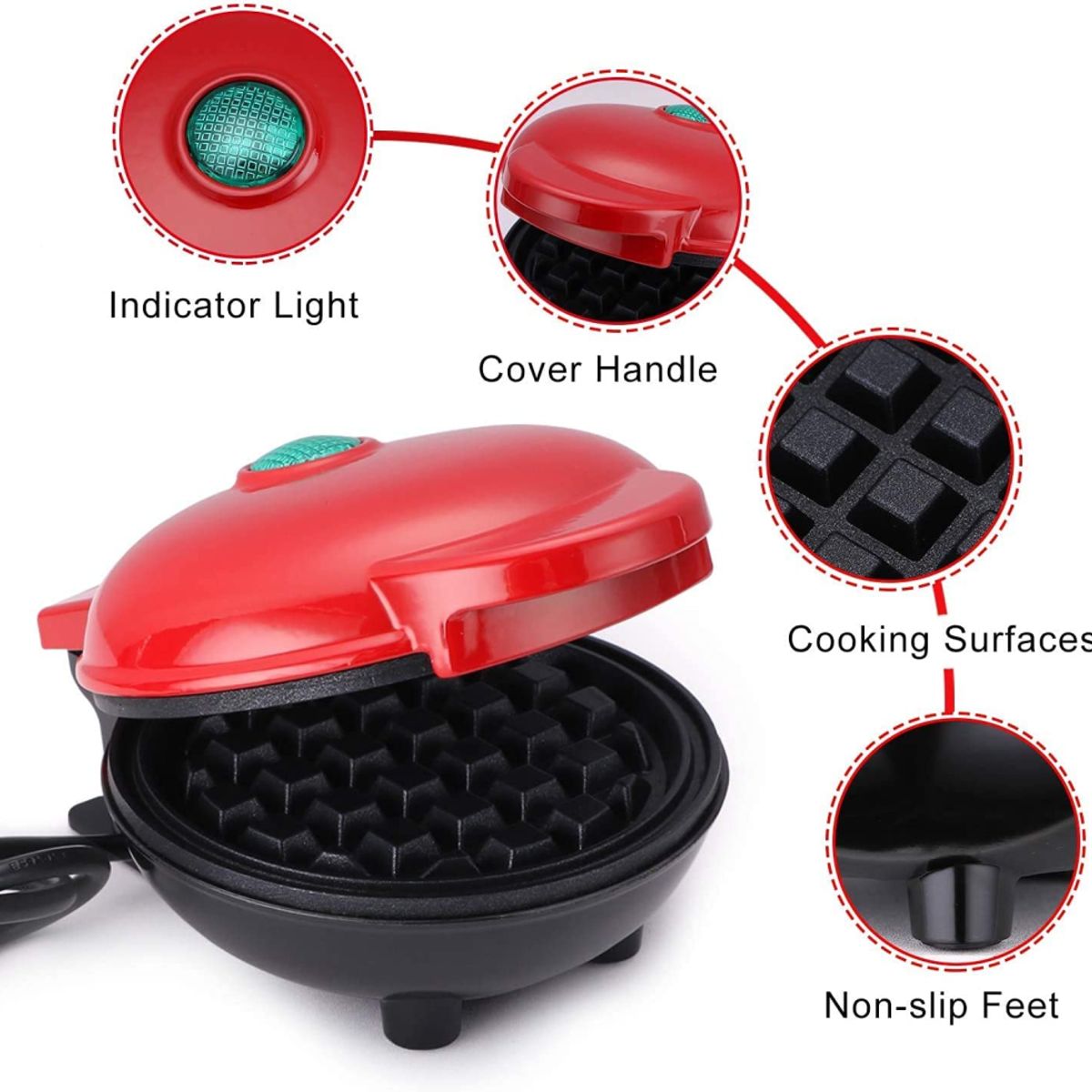 GENERICO - Mini Waflera Eléctrica Antiadherente Waffles 350w