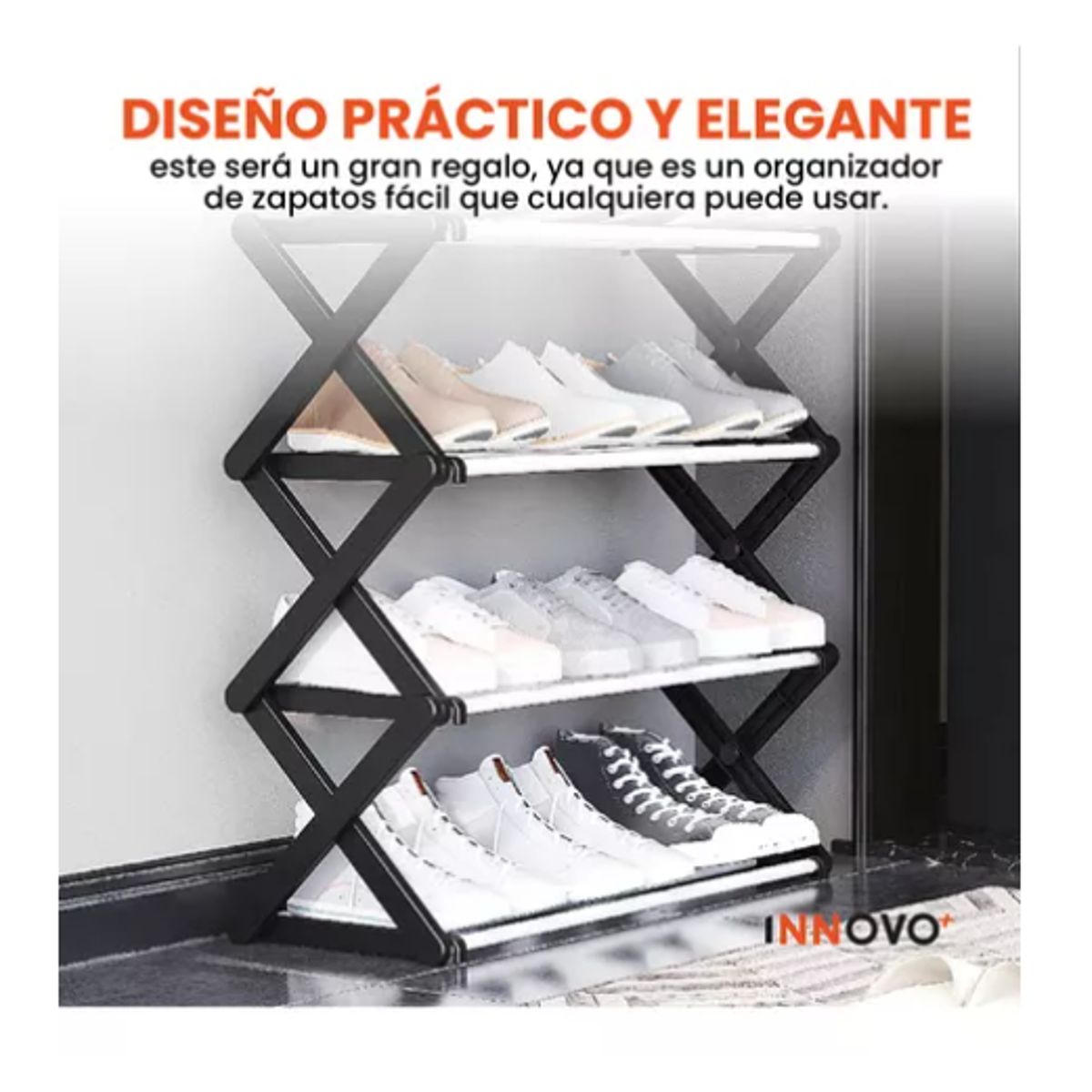 INNOVA - Organizador De Zapatos Para Hogar Armable Practico 4 Niveles Innovo