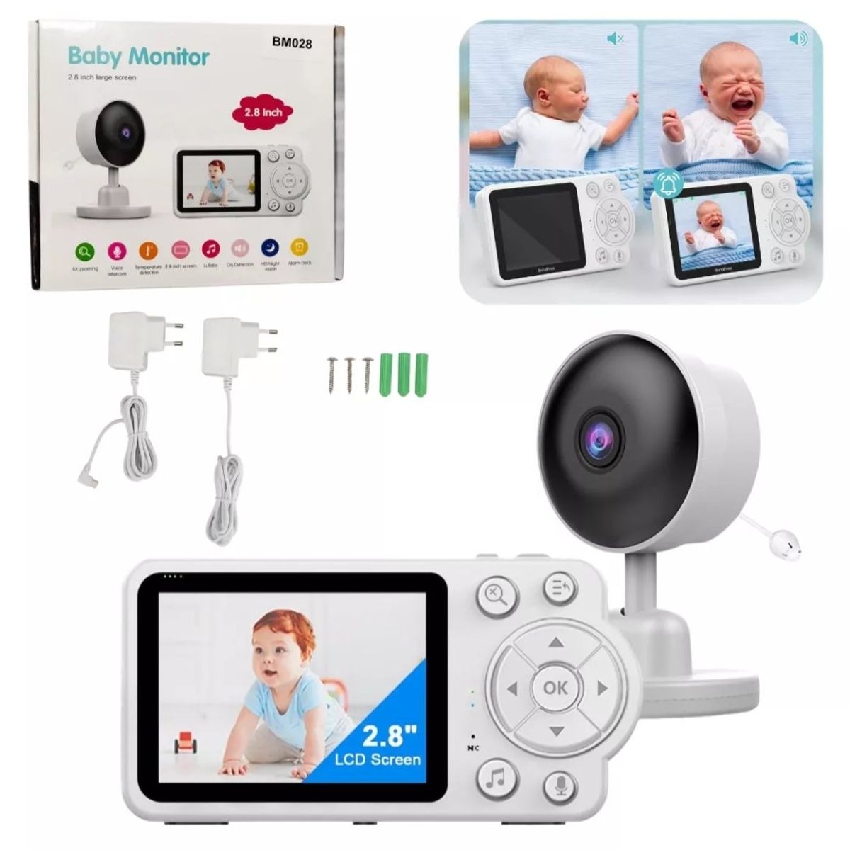 GENERICO - monitor de bebe con microfono vision nocturna sensor llanto
