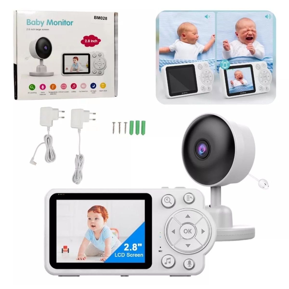 GENERICO - monitor de bebe con microfono vision nocturna sensor llanto