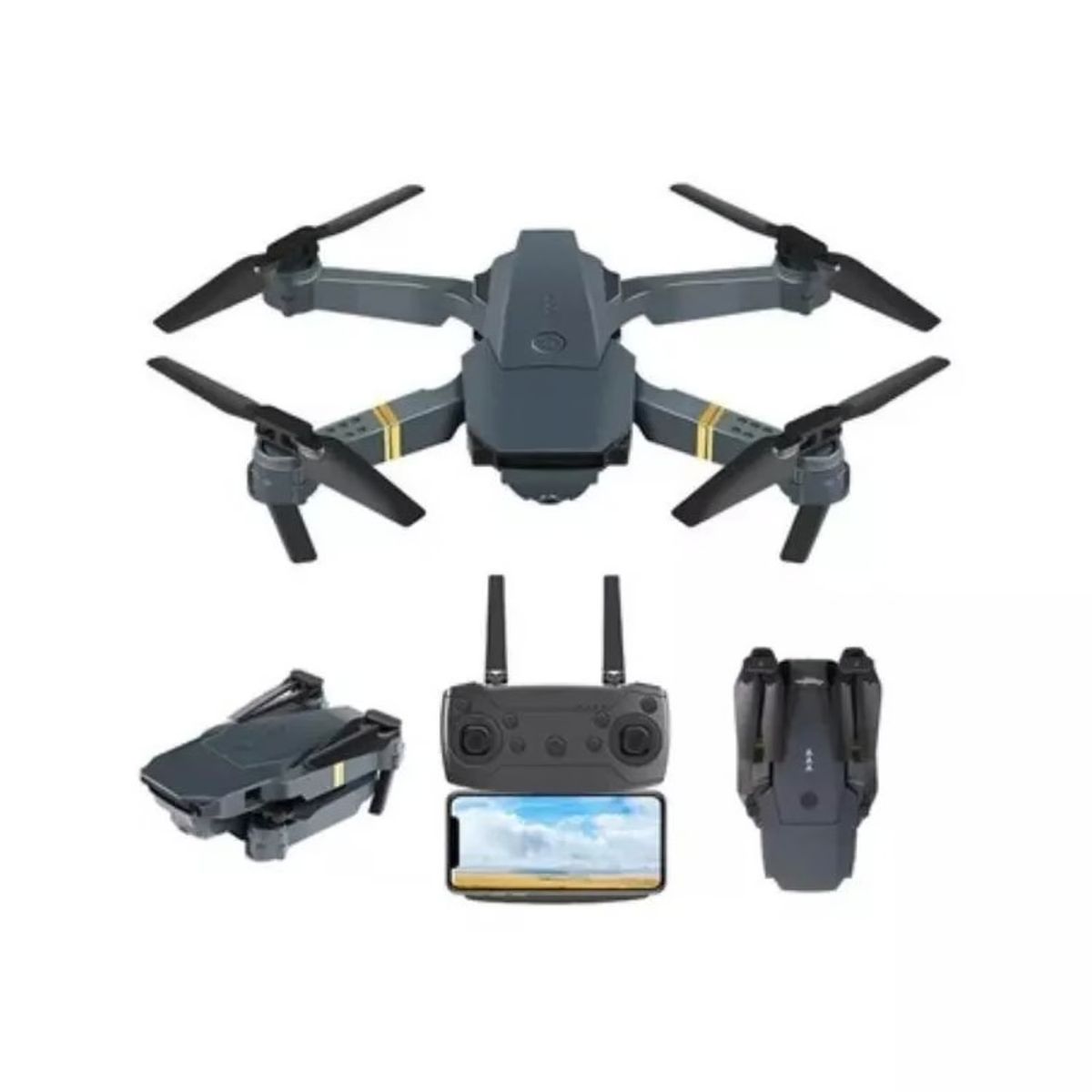 AMERICAN GENERICS - Drone Plegable Con Cámara Wifi Control Altura 998 Hd Negro 2.4ghz