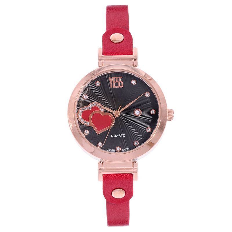 YESS - Reloj YESS Para Mujer Color Rojo Tablero Negro Ref 1204L-01_.