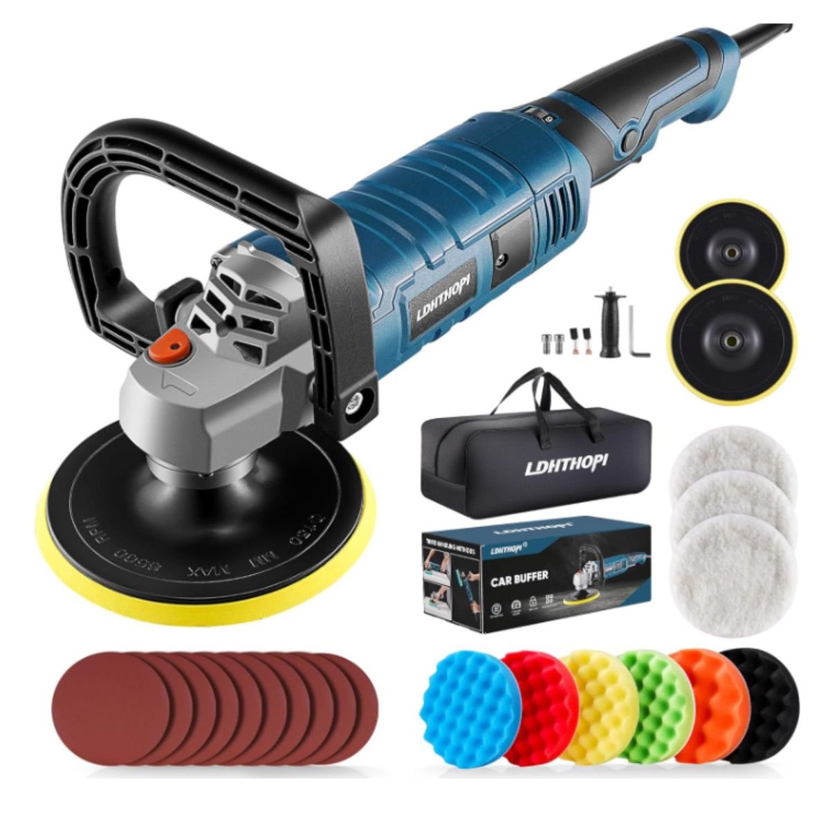 GENERICO - Pulidora De 1600 W, 7/6 Pulgadas 7 Velocidades 1000-3500 Rpm