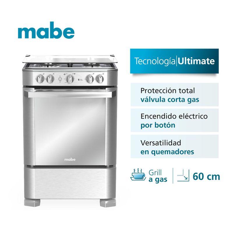 MABE - Estufa de piso a Gas 50cm Inox Mabe TX1G-7CON