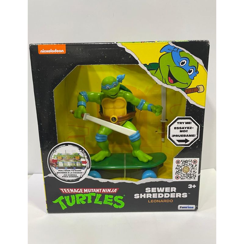 GENERICO - FIGURA TORTUGA NINJA EN PATINETA CON IMPULSO LEONARDO