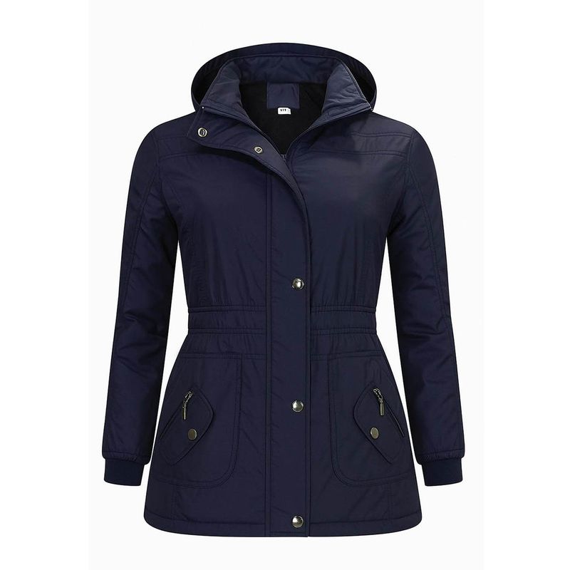 MODA EN CIRCUITO - Chaqueta Impermeable Semigaban para Mujer Liviana Azul Oscura