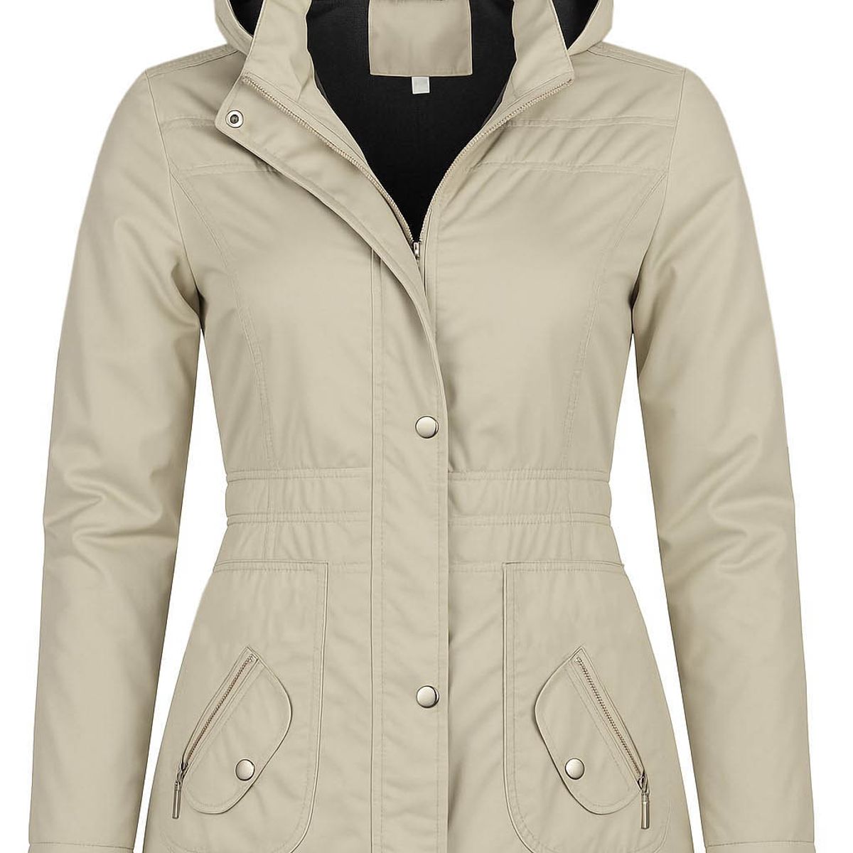 MODA EN CIRCUITO - Chaqueta Impermeable Semigaban para Mujer Liviana Beige