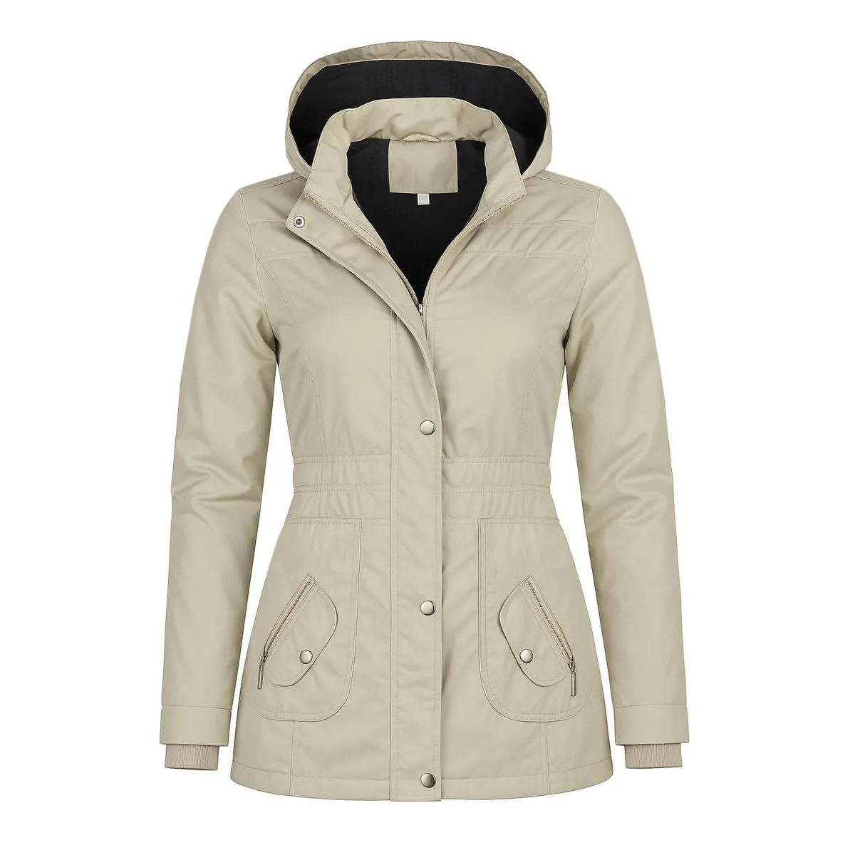 MODA EN CIRCUITO - Chaqueta Impermeable Semigaban para Mujer Liviana Beige