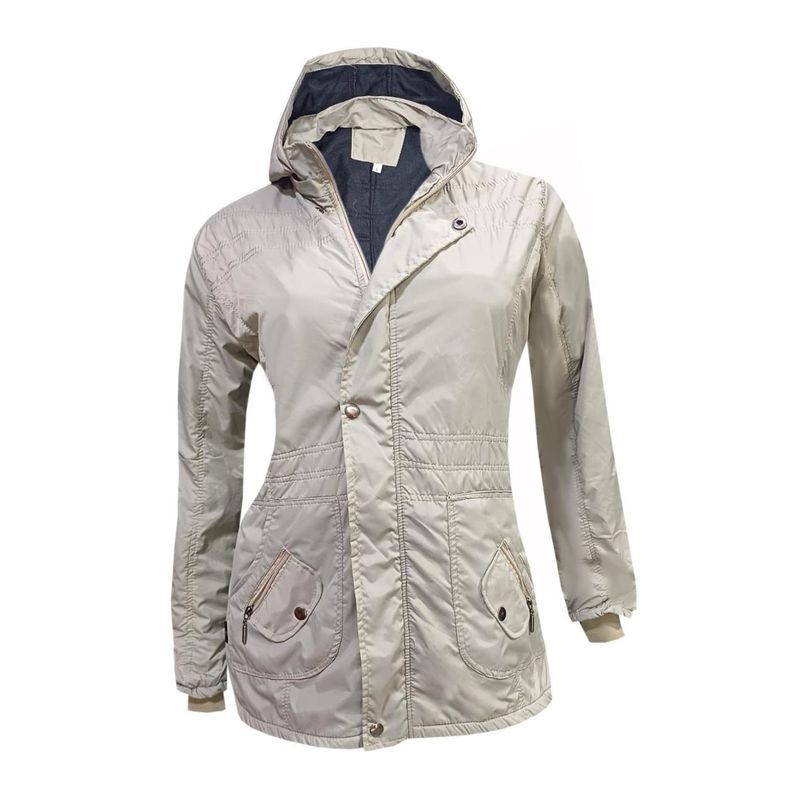 MODA EN CIRCUITO - Chaqueta Impermeable Semigaban para Mujer Liviana Beige