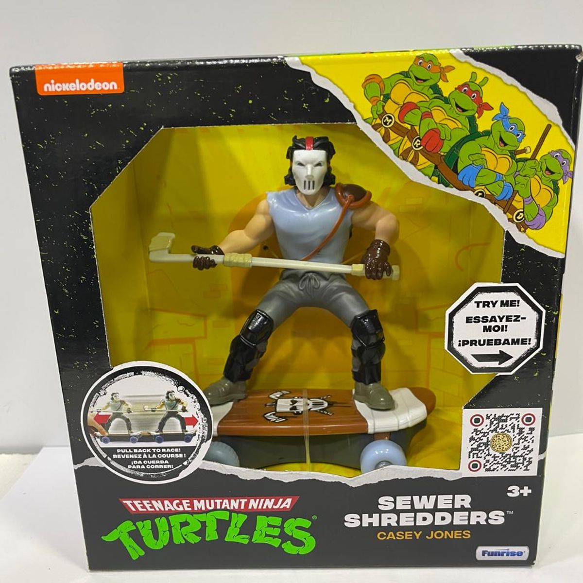 GENERICO - FIGURA TORTUGA NINJA EN PATINETA CON IMPULSO CASEY JONES