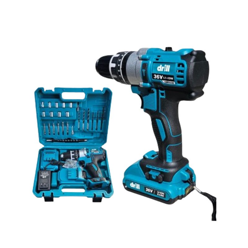 GENERICO - Taladro Inalambrico DRILL 2 Baterias 36v + Caja Accesorios